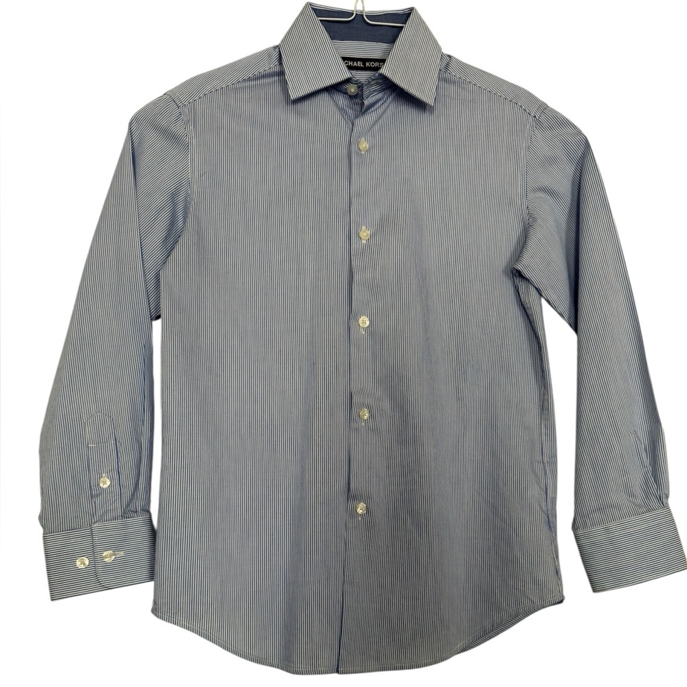 Michael Kors Boys Dress Shirt – Blue & white striped
Size 10
